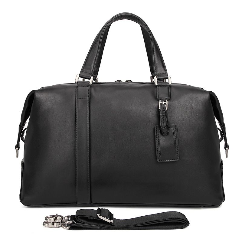6007A Black Cow Leather Weekend Bag Fashion Leather Handbag_Travel Bags